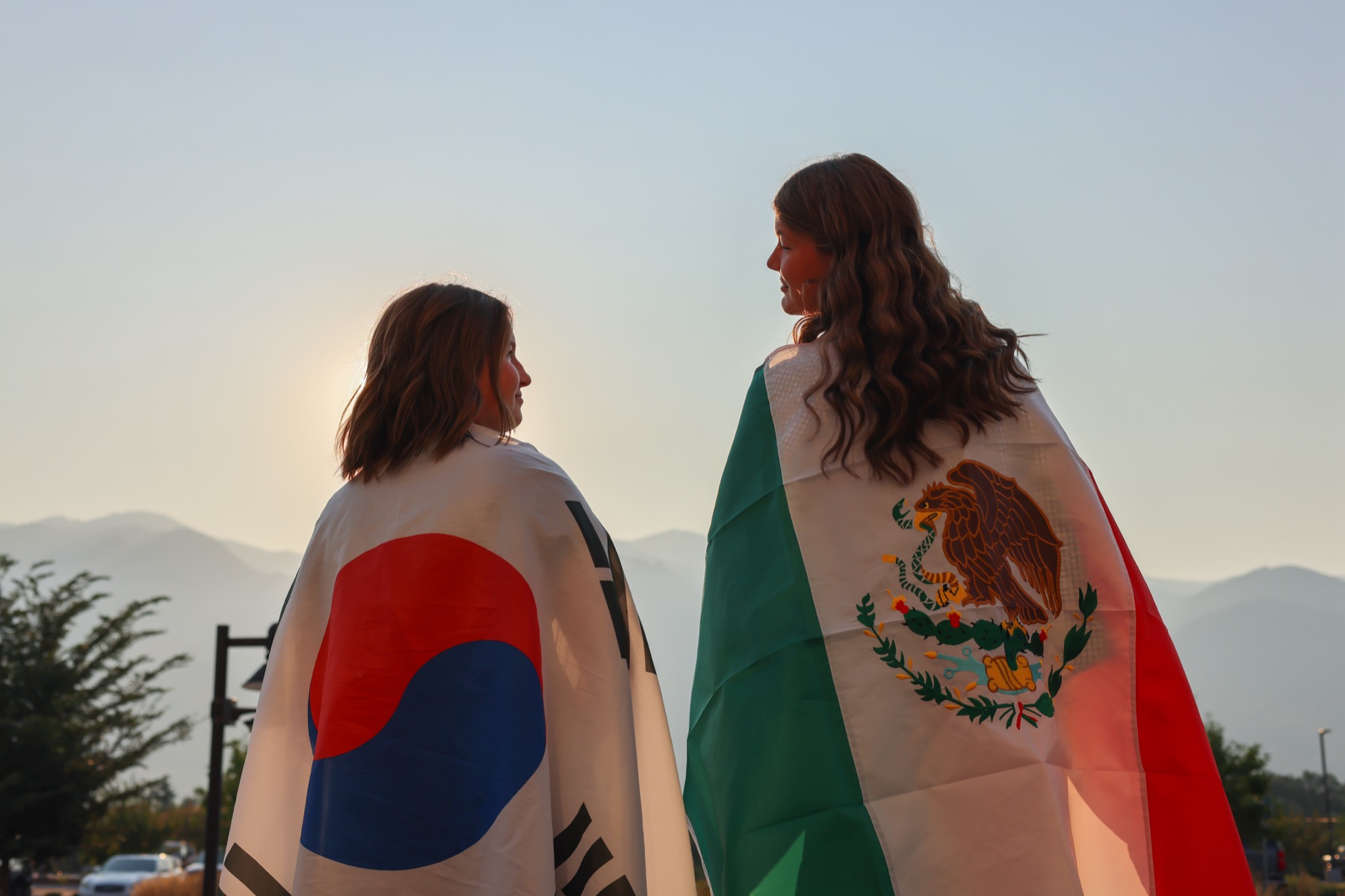 Portrait with flags, cultural celebration
